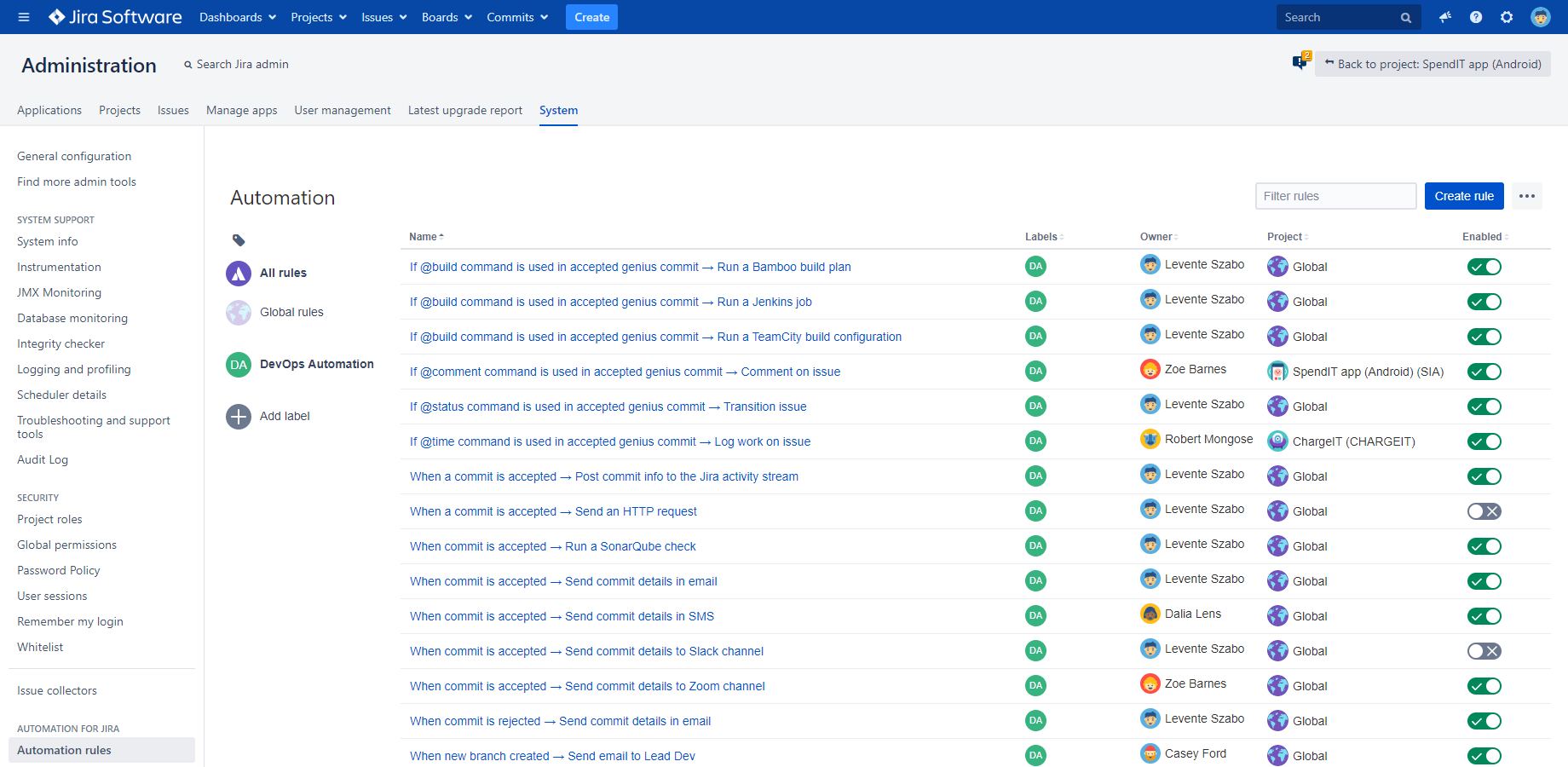 DevOps focused automation rules in Automation for Jira